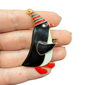 Vintage Jewelry Penguin Brooch Christmas Pin